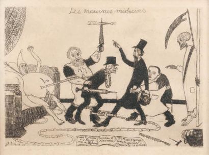 James Ensor (1860-1949) Les mauvais médecins, 1886 Gravure sur papier. Signée et...
