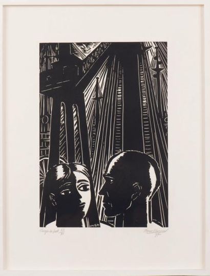 Frans Masereel (1889-1972) Visages du port, 1970 Planche signée en bas à droite et...
