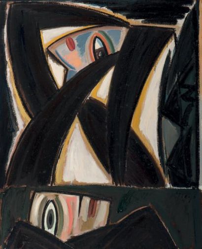 Yvan THEYS (1936-2005) Lonkend meisje, 1987-89 Huile sur toile. Signée en bas à droite....