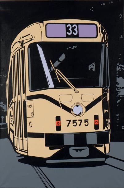 DANIEL FAUVILLE (1953) Tram 33, 1980 Acrylique et sérigraphie sur toile. Signée et...