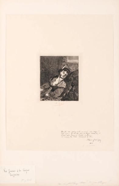 Félicien Rops (1833-1898) La femme à la toque écossaise Eau-forte et aquatinte. Sur...