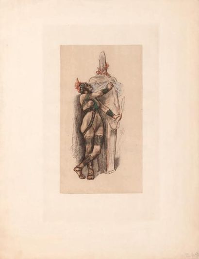 Félicien Rops (1833-1898) Prêtresse antique En couleurs. H_19,5 cm L_11,6 cm