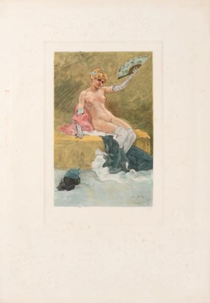 Félicien Rops (1833-1898) Canicule Gravure en couleur par Albert Bertrand. Editeur...