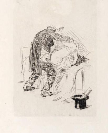 Félicien Rops (1833-1898) Abus de confiance Eau-forte et pointe sèche à toutes marges....