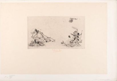 Félicien Rops (1833-1898) Billet à désordre Eau-forte. Sur papier Japon. Signature...
