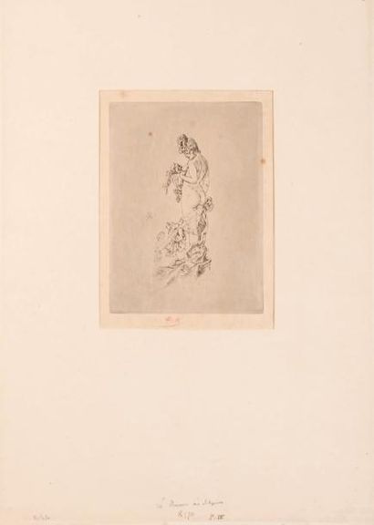 Félicien Rops (1833-1898) La nourrice au satyrion Sur papier Japon. H_19,5 cm L_13,8...