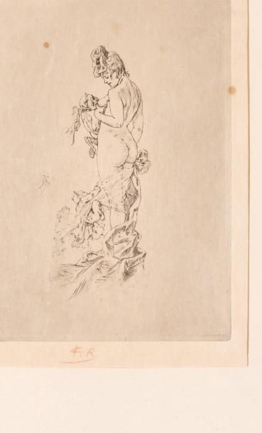 Félicien Rops (1833-1898) La nourrice au satyrion Sur papier Japon. H_19,5 cm L_13,8...