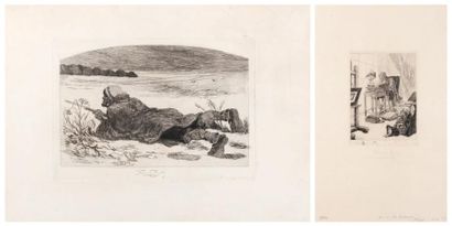 Félicien Rops (1833-1898) L'affuteur Sur papier filigrane. H_18,2 cm L_25,7 cm -...