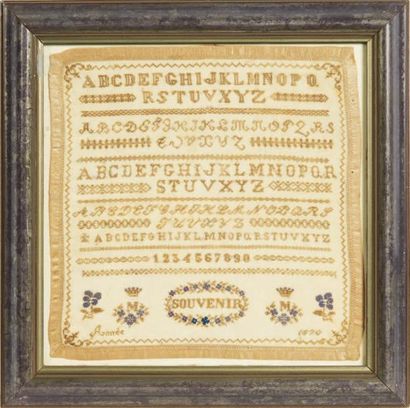 null ABÉCÉDAIRE «Souvenir» daté 1870. H_27 cm L_27 cm Bibliographie: Un reproduit...