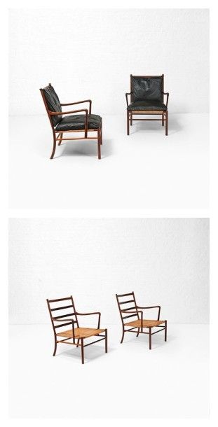 OLE WANSCHER (1903-1985) Danemark Paire de fauteuils modèle «PJ-149» dit «Colonial...