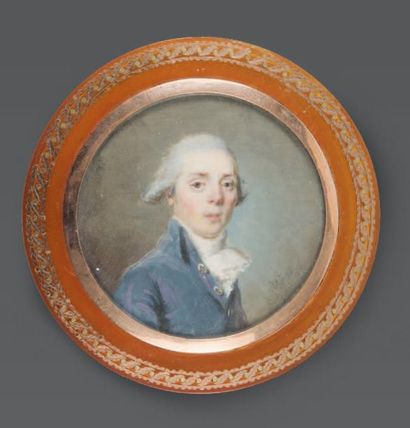 PIERRE-ADOLPHE HALL (1739-1793) ÉCOLE DE. Portrait d'un homme en buste vers la droite,...