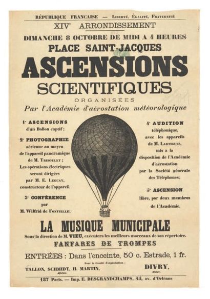 AFFICHE. Ascensions scientifiques. Paris,...