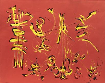 Georges MATHIEU (1921-2012) Composition, ca 1955 Acrylique et encre noire sur papier...