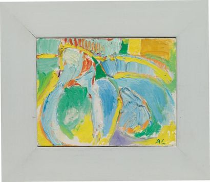 André LANSKOY (1902-1976) Composition jaune, circa 1965 Huile sur toile. Signée du...