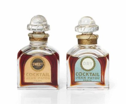 Jean Patou «Sweet» et «Dry» Lot de deux flacons en cristal de forme borne, épaulement...