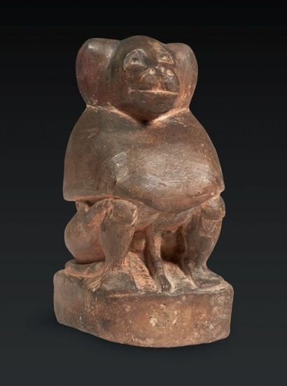  THOT BABOUIN. Statuette représentant le dieu Thot sous la forme du babouin, assis...
