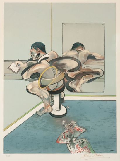 FRANCIS BACON (1909-2002) Figure writing reflected in a mirror, 1977 Lithographie...