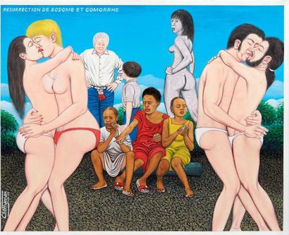 Chéri SAMBA (né en 1956) Résurection de sodome et gomorrhe, 2008 Acrylique sur toile...