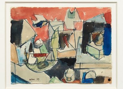 Jean HELION (1904 - 1987) Composition, 1939 Encre de Chine et aquarelle sur papier...