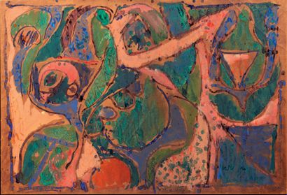 Pierre Alechinsky (né en 1927) Dans les branches, 1965 Acrylique sur papier marouflé...
