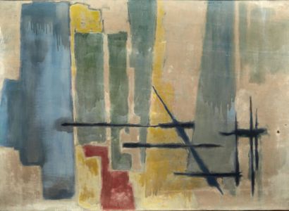 PAUL KALLOS (1928 - 2001) Composition, 1953 Huile sur toile Signée et datée en haut...