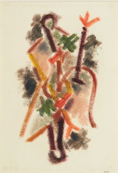 HENRI NOUVEAU (1901 - 1959) Zimmobrer Komplex, 1945 Gouache et huile sur papier Monogrammée...