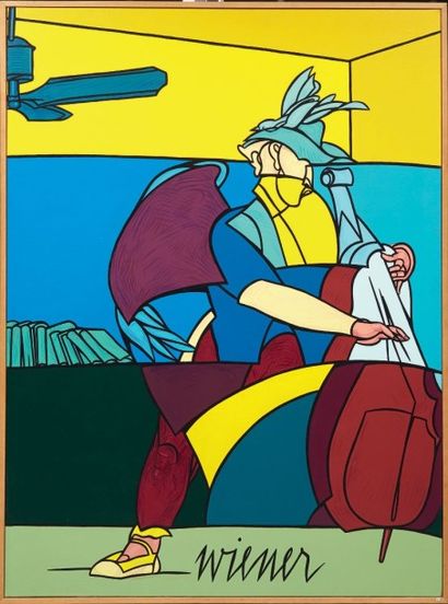 Valerio ADAMI (Né en 1935) Wiener, 1990 Acrylique sur toile Signée et titrée au dos...