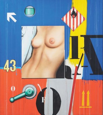 Peter KLASEN (né en 1935) Fragments, Nu /0/43, 2003 Acrylique sur toile Signée, datée...