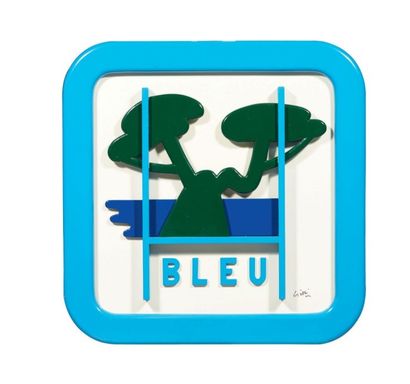 Claude Gilli (Né en 1938) Panneau de signalisation bleu, 2006 Bois peint Signé en...