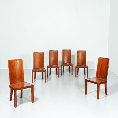 AXEL EINAR HJORTH (1988-1959) Suède Suite de six chaises modèle «Lovö» Pin naturel...