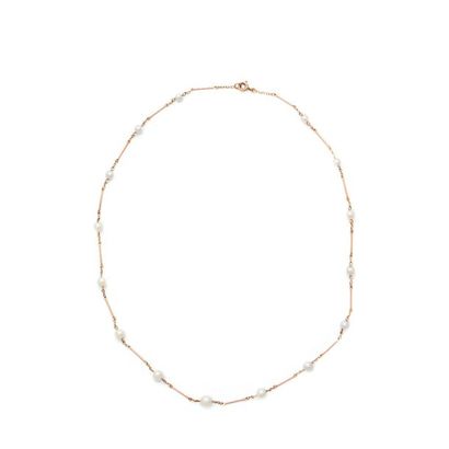 null 6149/12 Collier en or 18K, ponctué de petites perles de culture. Poids brut:...