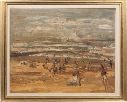 Paul MAAS (1890-1962) Vue de plage Huile sur toile H_39,5 cm L_49 cm