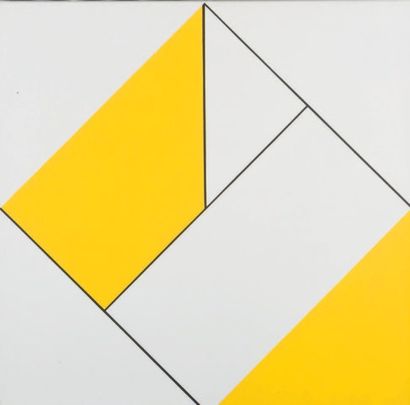ANDRÉ GOFFIN (NÉ EN 1930) Losange blanc jaune, 2000 Acrylique sur toile H_80 cm L_80...