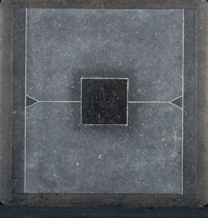 MARC FEUILIEN (1943-2005) Carré sur rectangles, 1989 Petit granit mordu à l'acide...