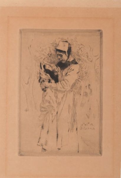 Félicien Rops (1833-1898) Matere dolorosa Sur papier Japon 1899 H_15,3 cm L_10 cm...