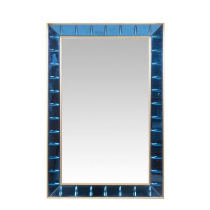 CRISTAL ART Miroir rectangulaire Verre et laiton Vers 1980 H_91 cm L_60 cm