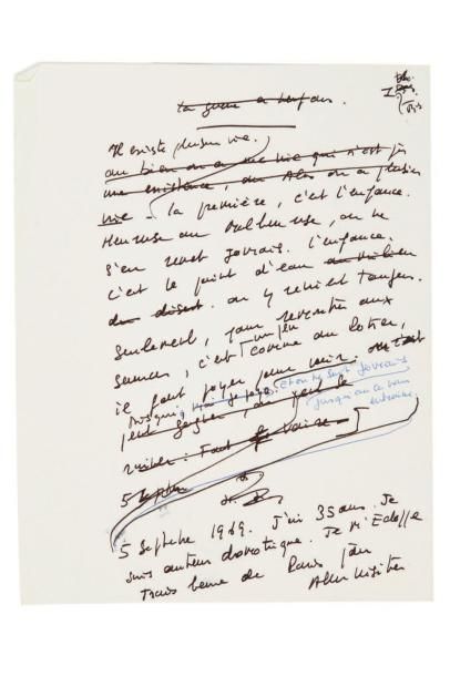 JARDIN Pascal (1934-1980) MANUSCRIT autographe, La Guerre à neuf ans; 450 pages in-4,...