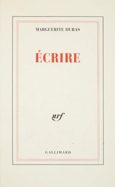 DURAS (Marguerite) Ecrire. Paris, Gallimard, 1993. In-8 broché. Edition originale:...
