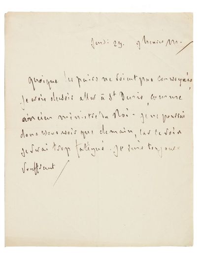 François de CHATEAUBRIAND 2 Lettres autographes, [Paris] 21 et 23 octobre [1824],...