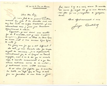 Georges courteline (1858-1929) 7 L.A.S., 1885-1913 et s.d.; 11 pages in-8, une enveloppe....
