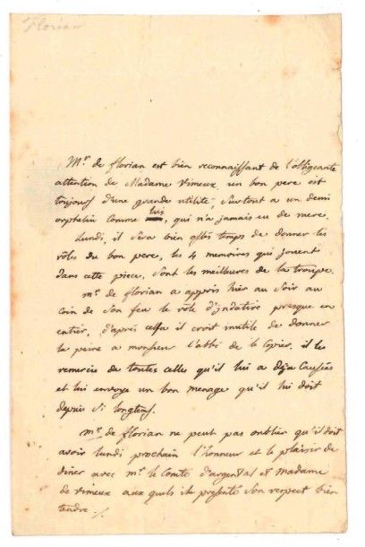 Jean-Pierre Claris de FLORIAN (1755-1794) Poète, fabuliste, romancier et auteur dramatique....