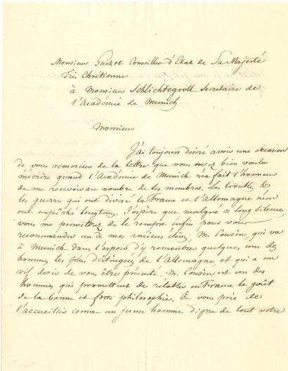 François GUIZOT. [AF] L.A.S., Paris 11 juillet 1818, à Friedrich von SCHLICHTEGROLL,...