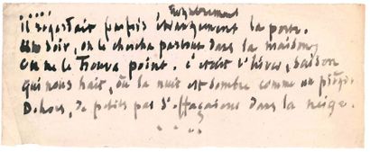 VICTOR HUGO [AF] MANUSCRIT autographe; 1 page oblong in-8 (9 x 23 cm). COPEAU pour...