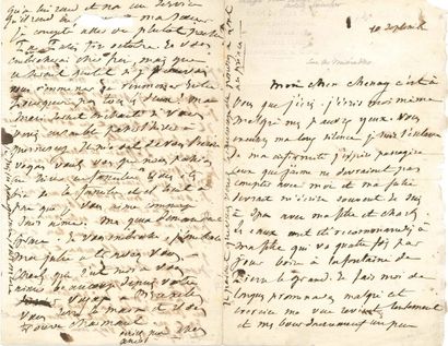 Adèle Foucher, Madame Victor HUGO 4 Lettres autographes (une signée «Adèle»), [vers...