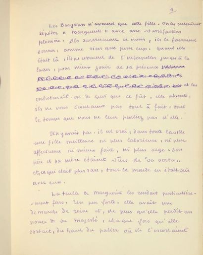 Marcel JOUHANDEAU MANUSCRIT autographe, Marguerite, tiens-toi droite, [1931]; 1 f....