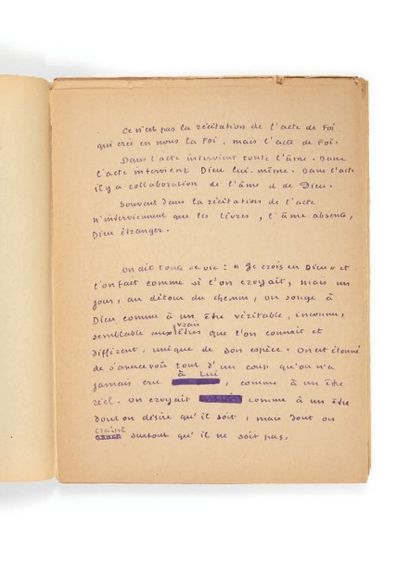 Marcel JOUHANDEAU 2 MANUSCRITS autographes, La Pureté et Dieu, [vers 1935]; 6 et...