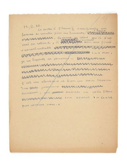Marcel JOUHANDEAU MANUSCRIT autographe, Brouillons pour Un monde, [vers 1935-1950];...