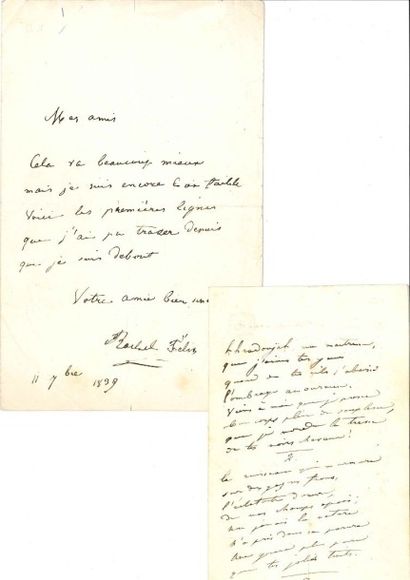 Elisabeth Félix, dite RACHEL (1821-1858) La grande tragédienne. MANUSCRIT autographe,...