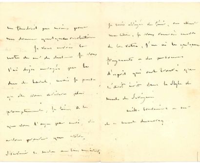 Juliette RÉCAMIER Lettre autographe, 25 juillet, [à la baronne de SALVAGE DE FAVEROLLES];...