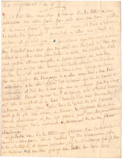 Donatien-Alphonse-François, marquis de SADE (1740-1814) Lettre autographe, 12 prairial...